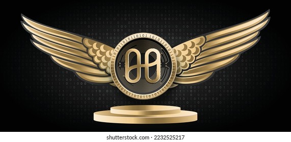 Banner de la ilustración de la moneda criptográfica Harmony (ONE) y el vector de la moneda. Fondo de tecnología criptodivisa basada en Blockchain. 