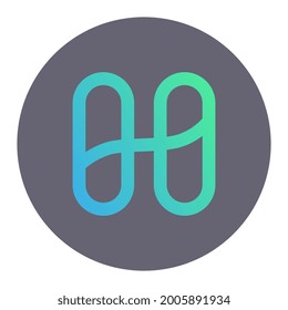 Harmony ONE token symbol cryptocurrency logo, coin icon in circle isolated on white background. Vector illustration.
