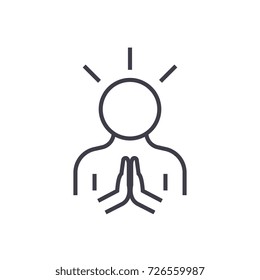 harmony, peace man vector line icon, sign, illustration on background, editable strokes