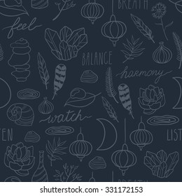 Harmony seamless vector pattern. Meditation, mental health, comprehension, balance.