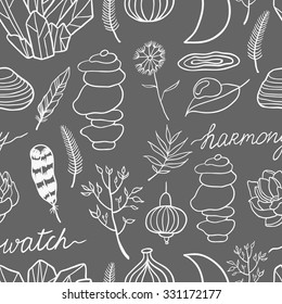 Harmony seamless vector pattern. Meditation, mental health, comprehension, balance.