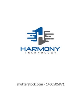 Harmony Technology Initial SIgns Letter H Logo Design Concept