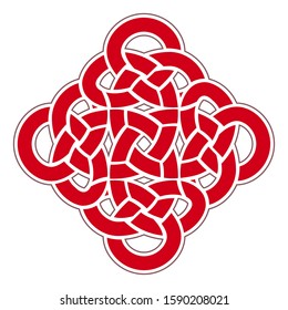 Harmony of ten -red knot good luck. Traditional chinese symbol, classic template. Vector print.