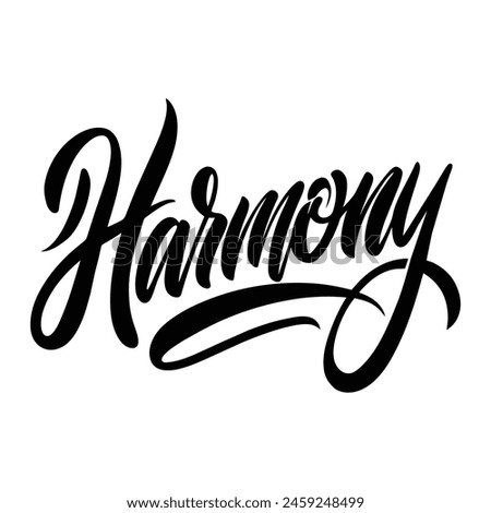 Harmony text lettering black handwritten logo on white 