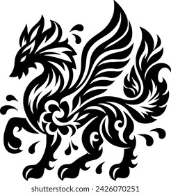 the harmony of unique patterns that form a simple dragon design with elegant details