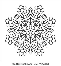 Harmony Wheels mandala coloring book page. Easy Mandala Coloring Book Pages for Adults to Relax, Experiences Give Relief. Resizeable Vector File