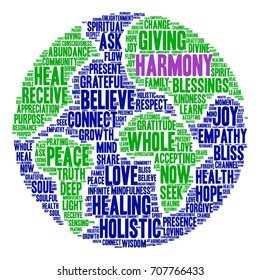 Harmony word cloud on a white background. 