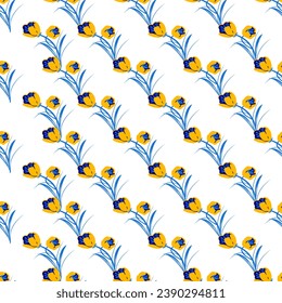Harmony in Yellow and Blue Blooms Vector Pattern can be use for background and apparel design