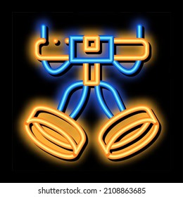 Harness Alpinism Hooking Device Tool neonleuchten Zeichen Vektorgrafik. Leuchtendes Symbol, transparentes Symbol