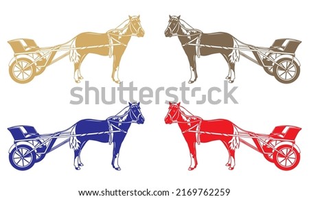 Harness Horse Racing Vector Illustration. Horse Carriage Racing
