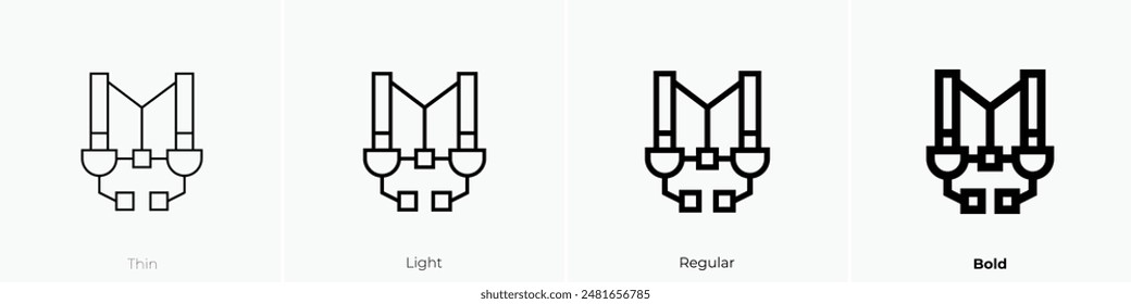 harness icon. Thin, Light Regular And Bold style design isolated on white background