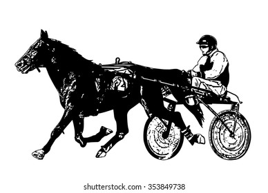 harness racing illustration - vector