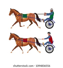 Harness racing set. Vector illustration isolated on white background