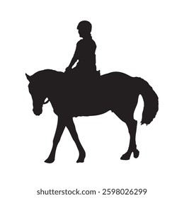 Harness racing silhouette featuring a horse and jockey pulling a carriage, black and white vector illustration