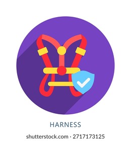 Harness abgerundete flache Farbe Symbol Mini-Illustration, für moderne Konzept, Druck, UI, UX-Kit, Web-und App-Entwicklung. Vektor verwandt mit Feuerwehrmann, Rettung und mehr
