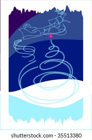 The harness of Santa klaus rush on the sky on the eve of  Christmas
