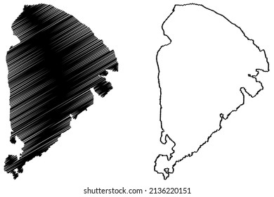 Harnon island (Kingdom of Sweden) map vector illustration, scribble sketch Härnön map