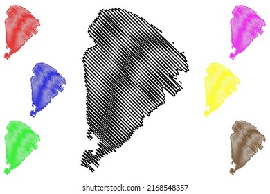 Harnon island (Kingdom of Sweden) map vector illustration, scribble sketch Härnön map
