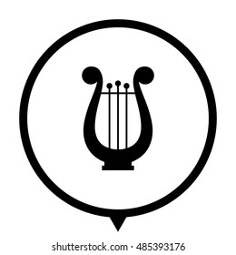 harp - black vector icon;  map pointer