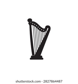 harp - black  vector icon Nigerian Naira  sign. vector silhouette illustration design on white background.    