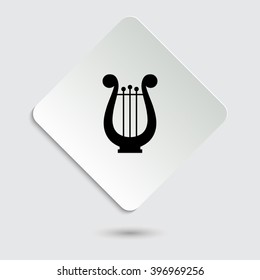 harp - black vector icon  on a paper button