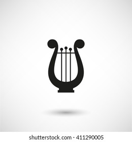 harp - black vector icon  with shadow