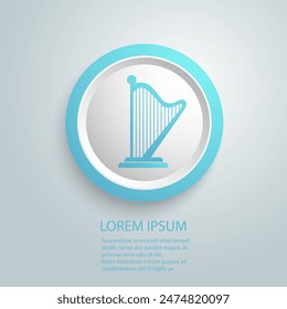 Harp blue icon, sign on white background flat vector