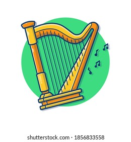 Dibujo vectorial de la caricatura musical Harp Classic. Concepto de equipo de herramientas musicales. Estilo de caricatura plano adecuado para la banda, la música, el concierto, el artista