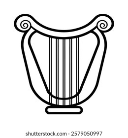 harp clipart vector line art 