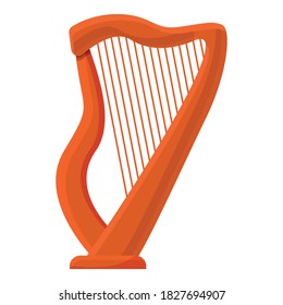 Icono de concierto de Harp. Caricatura del icono del vector del concierto de arpa para el diseño web aislado en fondo blanco