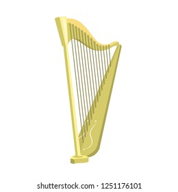 Harp flat icon. Ireland music, folklore, symphony orchestra. Musical instruments concept. Vector illustration can be used for topics like ethnic music, traditional culture, art