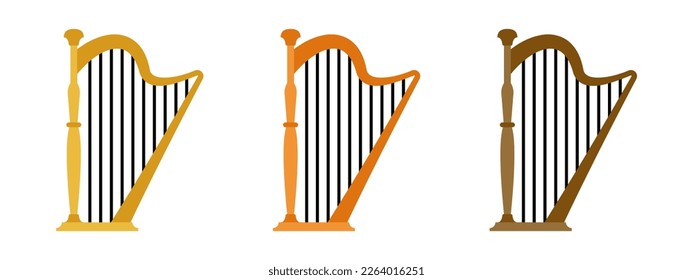 Harp in flat style isolated