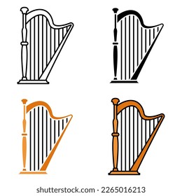 Harp in flat style isolated