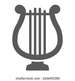 Harp glyph icon, st patrick's day and music, lyre sign, vector graphics, a solid pattern on a white background, eps 10