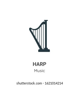 Harp glyph icon vector on white background. Flat vector harp icon symbol sign from modern music collection for mobile concept and web apps design.