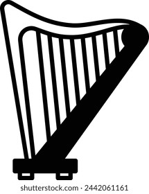 Harp glyph and line vector illustration