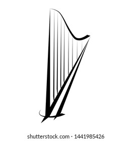 Harp. Graphic drawing. Logo, symbol.