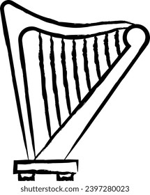 Harp hand drawn vector illustration