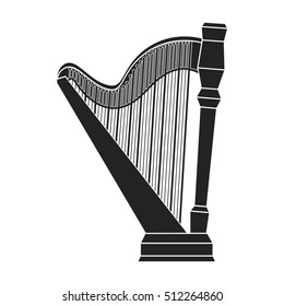 Harp icon in black style isolated on white background. Musical instruments symbol stock vector illustration