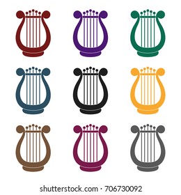 Harp icon in  black style isolated on white background. Theater symbol stock vector illustration