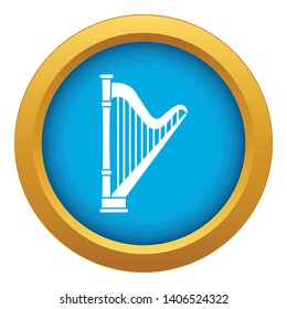 Harp icon blue vector isolated on white background for any design