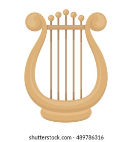 Harp icon in cartoon style isolated on white background. Theater symbol stock vector illustration