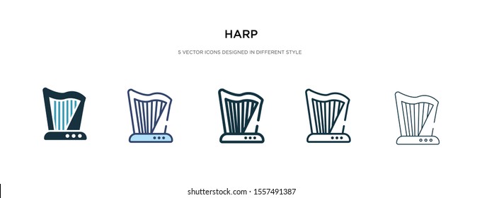 harp icon in different style vector illustration. two colored and black harp vector icons designed in filled, outline, line and stroke style can be used for web, mobile, ui