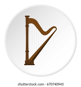 Harp icon in flat circle isolated vector illustration for web