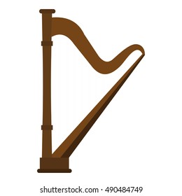 Harp icon in flat style isolated on white background. Musical instrument symbol vector illustration