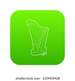 Harp icon green vector isolated on white background