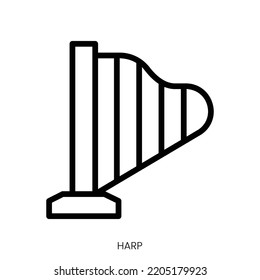 harp icon. Line Art Style Design Isolated On White Background