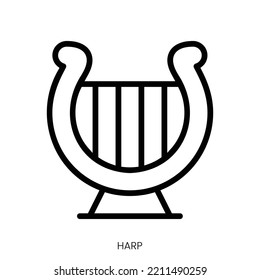 harp icon. Line Art Style Design Isolated On White Background