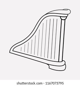Harp icon line element. Vector illustration of harp icon line isolated on clean background for your web mobile app logo design.