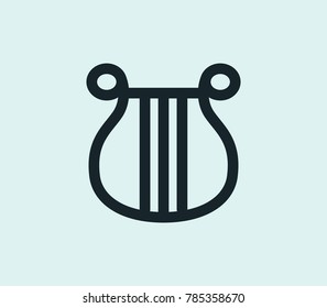 Harp icon line isolated on clean background. Lyre concept drawing icon line in modern style. Vector illustration for your web site mobile logo app UI design.